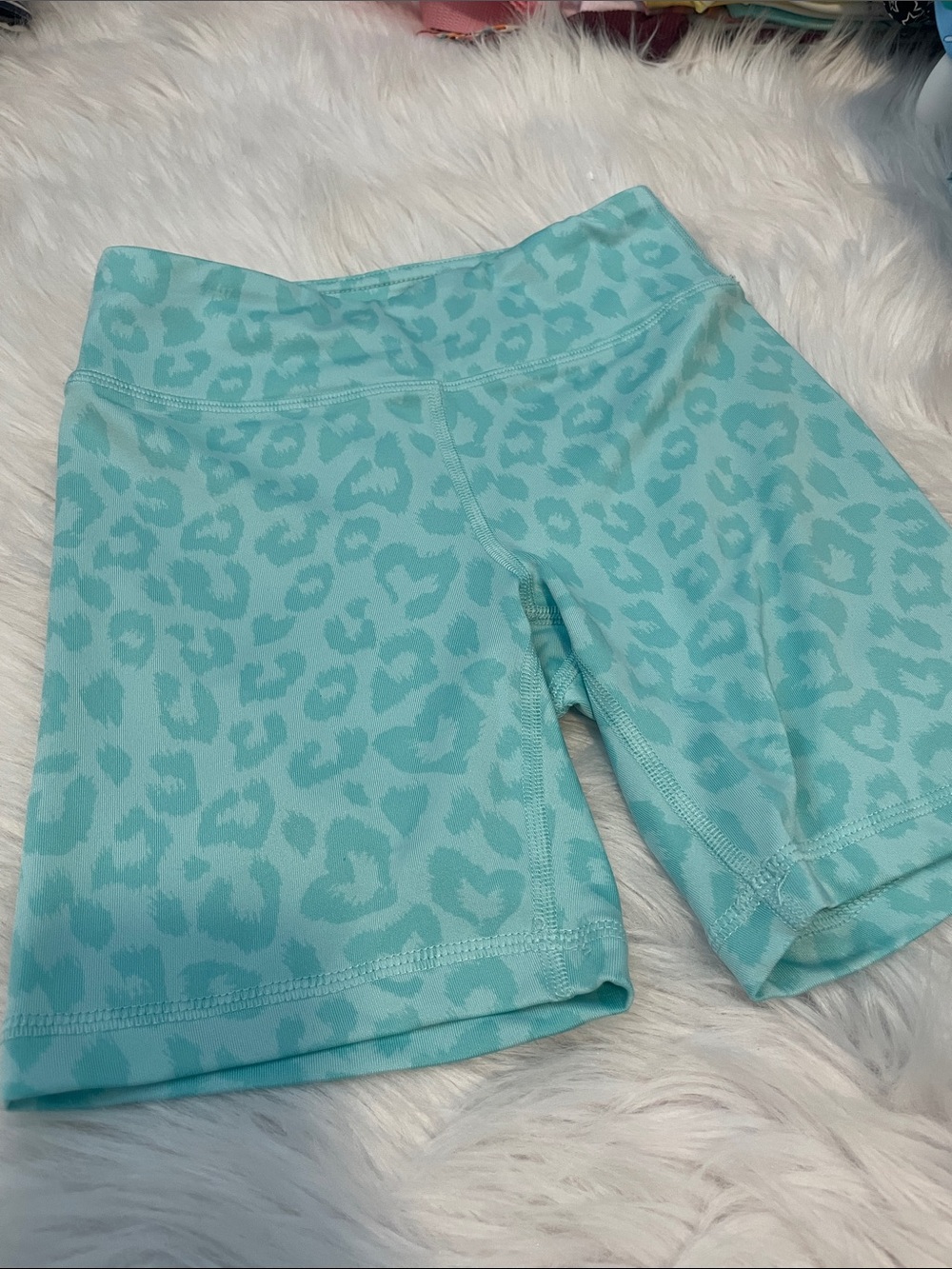 90 Degree By Reflex Aqua Leopard Print Performance Bike Shorts